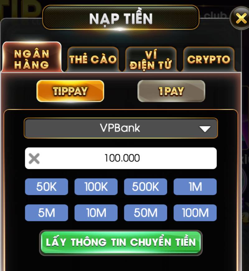 Hướng Dẫn Nạp Tiền Tipclub Chi Tiết Và Nhanh Chóng 3 Nạp qua Ngân Hàng