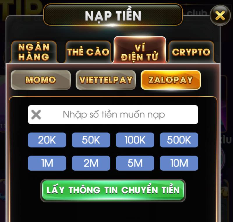 Hướng Dẫn Nạp Tiền Tipclub Chi Tiết Và Nhanh Chóng 5 Nạp qua Ví Điện Tử